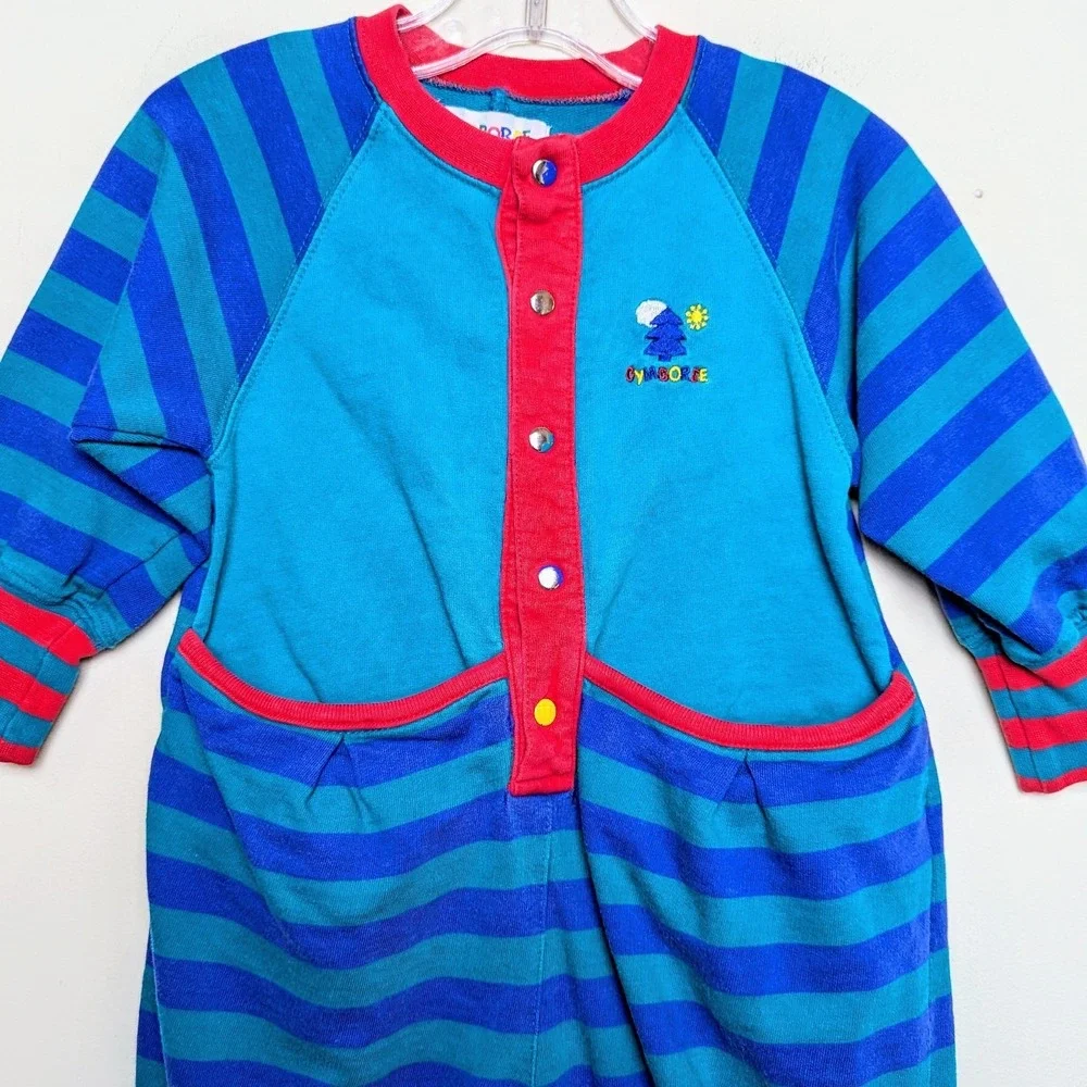 VTG Gymboree Colorblock Rainbow Tag Long Sleeve Jumpsuit Romper 18-24 Months